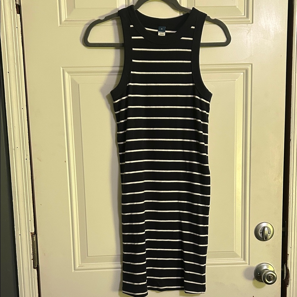 Black and White Striped Sleeveless Dress